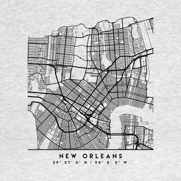 NEW ORLEANS LOUISIANA BLACK CITY STREET MAP ART by deificusArt